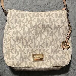 Michael Kors Cream Monogram Crossbody Bag with Gold-Tone Accents NWOT